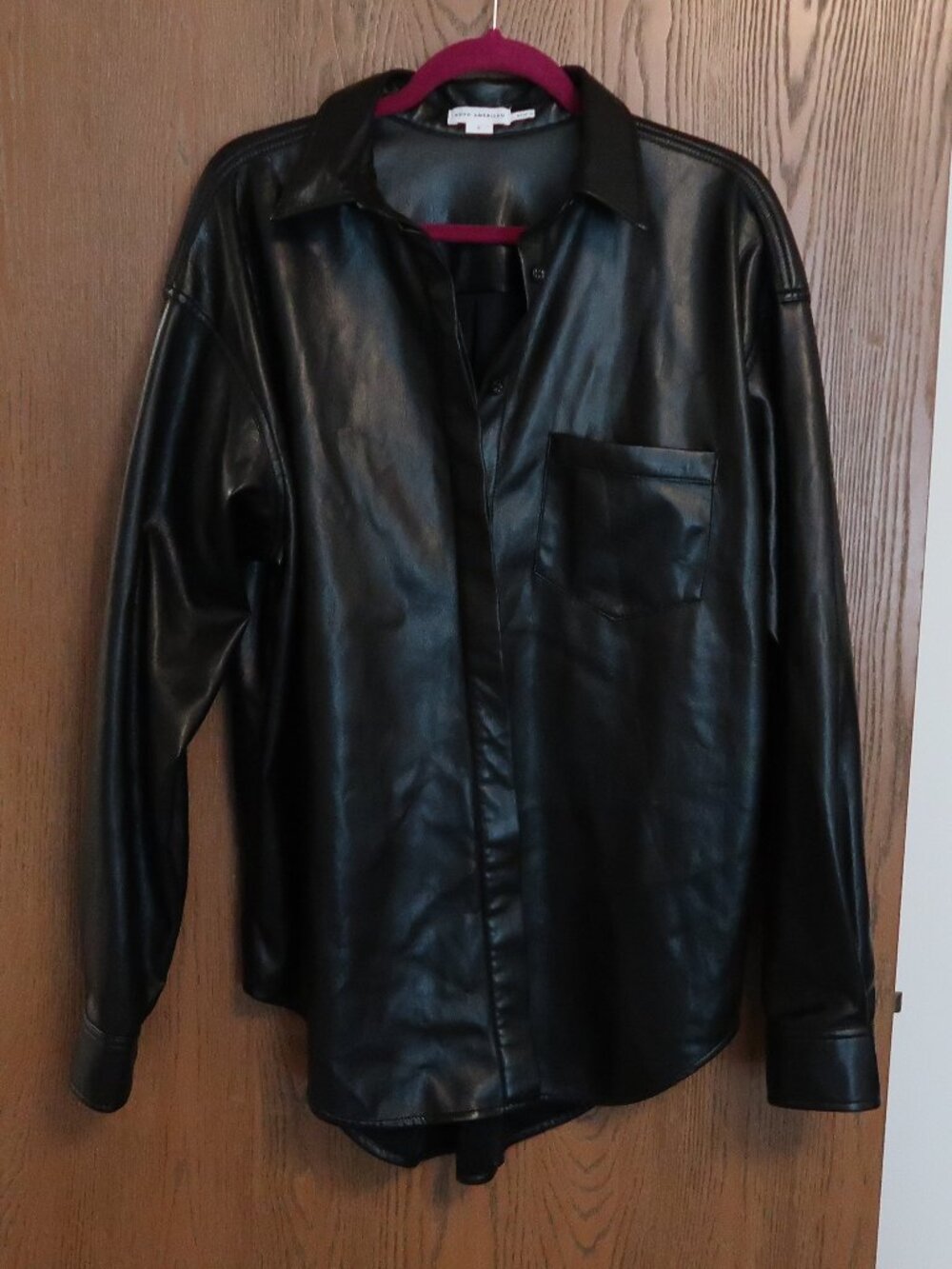 Good American faux leather button up L